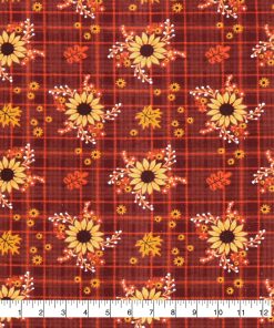 Sunflowers On Plaid Super Snuggle Flannel Fabric