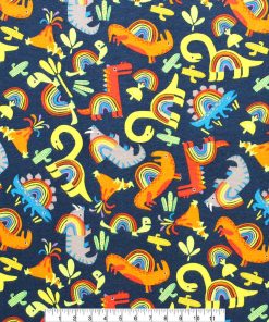 Rainbow Dinos Super Snuggle Flannel Fabric