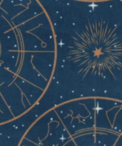 Celestial Gold Stars on Blue Anti Pill Fleece Fabric