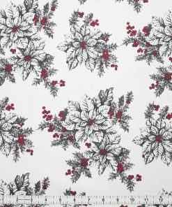 White Poinsettia Super Snuggle Flannel Fabric