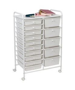 Honey Can Do 25 x 38 Gray   White 15 Drawer Metal Rolling Storage Cart