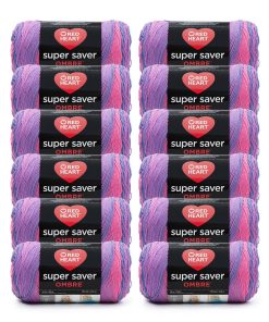 Red Heart Super Saver Ombre 482yds Worsted Acrylic Yarn 12 Bundle