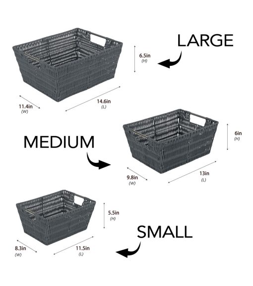 Simplify 3pk Rattan Storage Baskets - Image 4