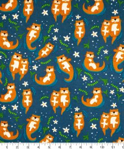 Super Snuggle Flannel Fabric Swimming Otters