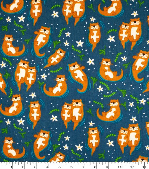 Super Snuggle Flannel Fabric Swimming Otters
