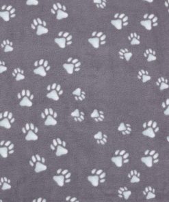 White Paws on Gray Anti Pill Fleece Fabric