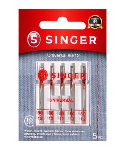 SINGER 80/12 Universal Regular Point Sewing Machine Needles 5pk
