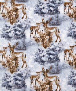 Baby Deer on Snow Anti Pill Fleece Fabric