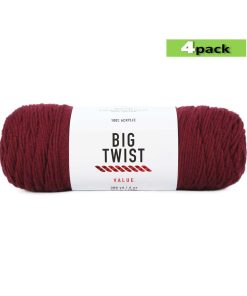 4pk Solid Wine Medium Weight Acrylic 380yd Value Yarn by Big Twist