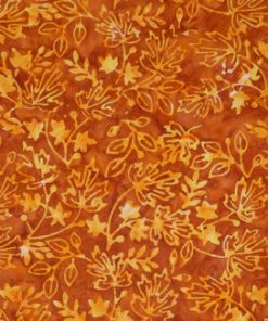 Rust Orange Leaves Batik Cotton Fabric
