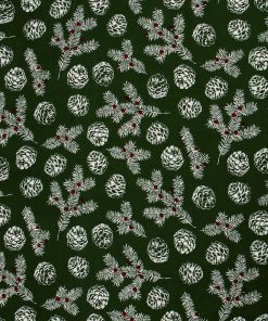 Pinecones   Pine on Green Super Snuggle Christmas Flannel Fabric