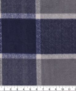 Navy   Gray Windowpane Plaid Anti Pill Fleece Fabric