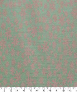 Peach Floral on Light Green Quilt Cotton Fabric by Quilter s Showcase