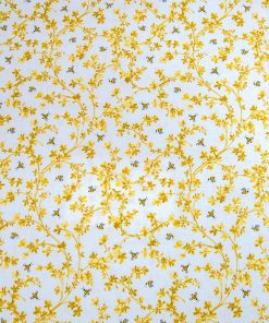 Yellow Bees   Vines Quilt Metallic Cotton Fabric by Keepsake Calico