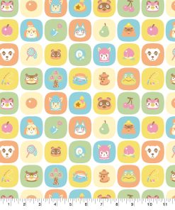 Animal Crossing Friends Tile Cotton Fabric