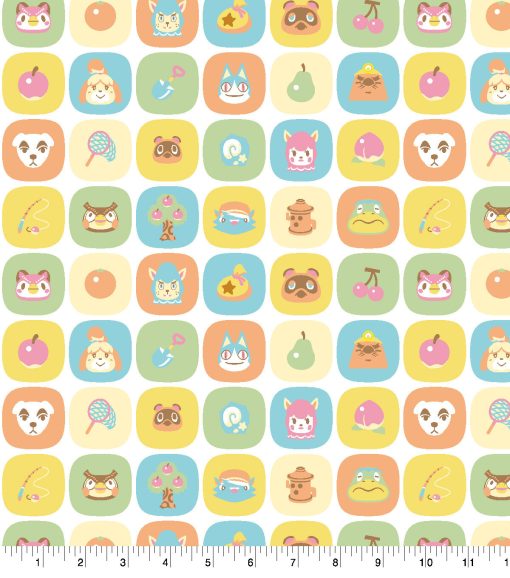 Animal Crossing Friends Tile Cotton Fabric