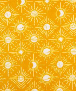 Moon Icons on Yellow Anti Pill Fleece Fabric