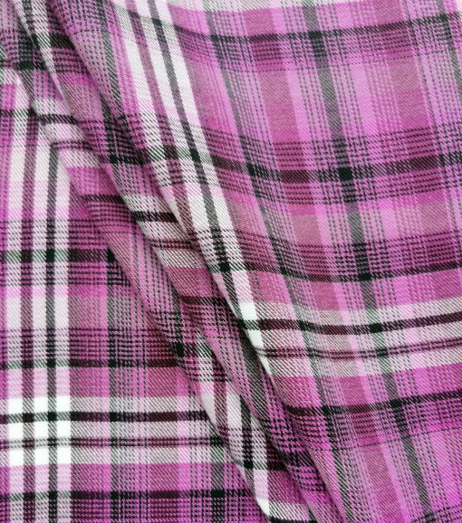 Purple Box Plaid Polyester Flannel Fabric - Image 2