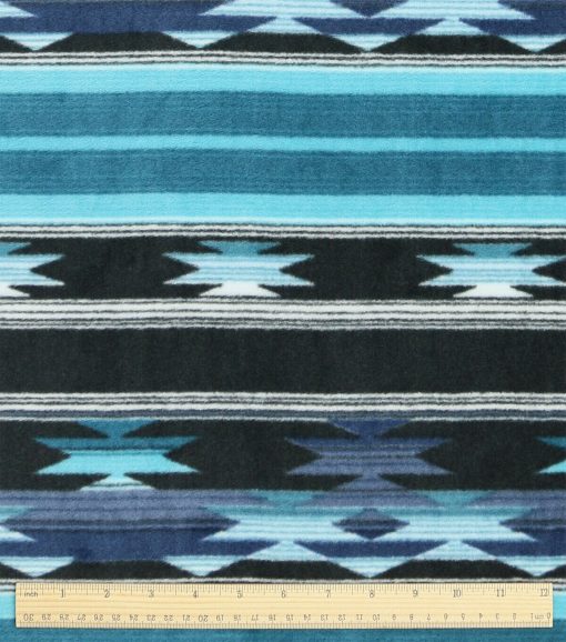 Blue Aztec Luxe Fleece Fabric - Image 3