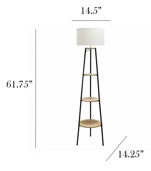 All The Rages 62.5 Shelf Floor Lamp 3 Tier With Fabric Shade - Image 5