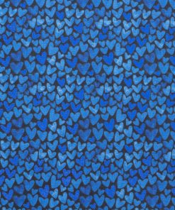 Packed Hearts Blue Quilt Foil Cotton Fabric by Keepsake Calico