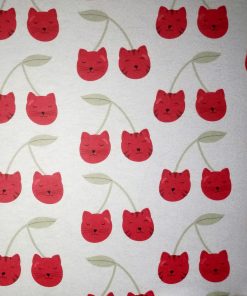 Cherry Cats on White Super Snuggle Flannel Fabric