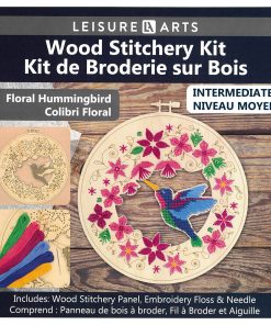 Leisure Arts 9 Hoop Floral Hummingbird Wood Stitching Kit