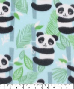 Blizzard Fleece Fabric Panda Aqua