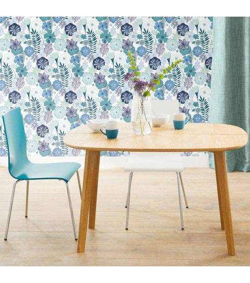 RoomMates Wallpaper Blue Perennial Blooms - Image 3