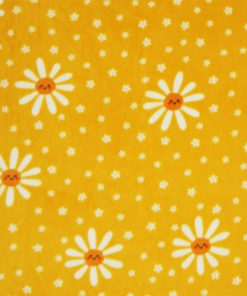 Spring Daisy on Yellow Anti Pill Plush Fleece Fabric by POP!