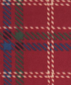 Maroon Dotted Plaid Blizzard Fleece Fabric