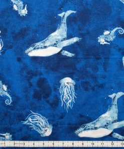 Super Snuggle Watercolor Whales Flannel Fabric