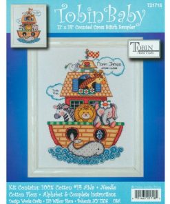 Tobin 11 x 14 Noah s Ark Birth Record Counted Cross Stitch Kit