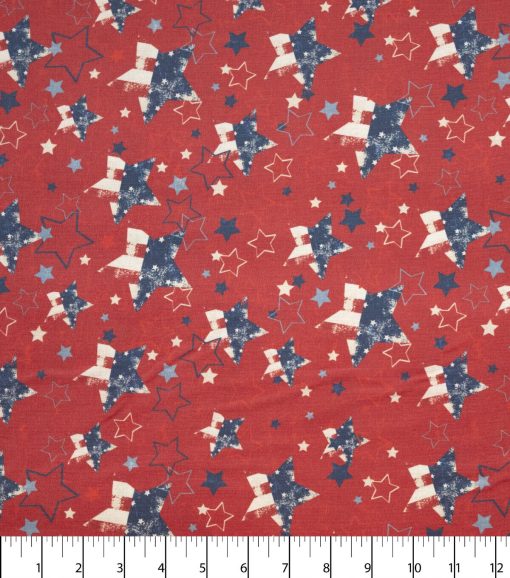 Stars On Red Patriotic Cotton Fabric - Image 2