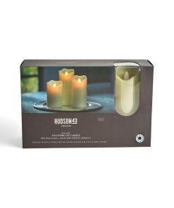 3 x 6 LED Ivory Aurora Flame Wave Edge Pillar Candles 3pk by Hudson 43
