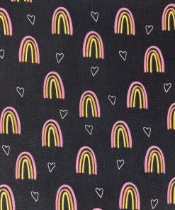 Rainbows On Black Novelty Cotton Fabric