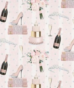 David Textiles Wedding Glamour on Pink Novelty Cotton Fabric