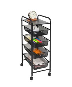 Honey Can Do 35 Black 4 Drawer Mesh Rolling Storage Cart With Shelf