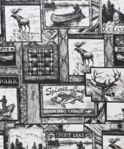 Black and White Spirit Lake Patch Super Snuggle Flannel Fabric