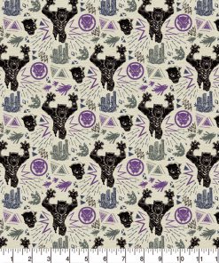 Black Panther Linocut Attack Cotton Fabric