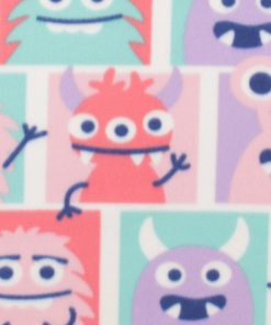 Pink Grid Monsters Blizzard Fleece Fabric