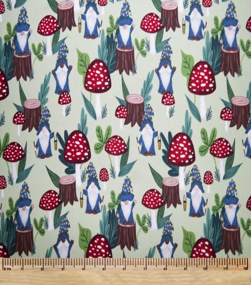 Super Snuggle Gnome   Mushrooms Flannel Fabric - Image 2