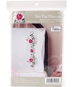 Tobin 20 x30  Stamped for Embroidery Pillowcase Pair Rose Vine