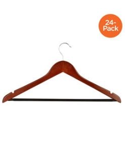 Honey Can Do 18 x 9 Cherry Wood No Slip Suit Hangers 24pk
