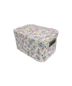 14 Floral on White Oval Box With Cut Out Handles by Place   Time
