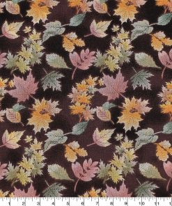 Brown Watercolor Mini Leaves Harvest Cotton Fabric