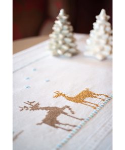 Vervaco 16 x 40 Reindeer Table Runner Stamped Cross Stitch Kit