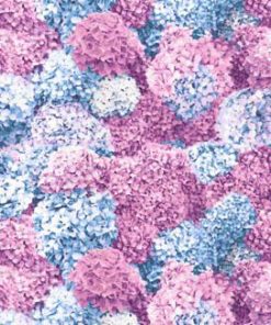 Fabric Traditions Pink   Blue Hydrangeas Premium Cotton Fabric