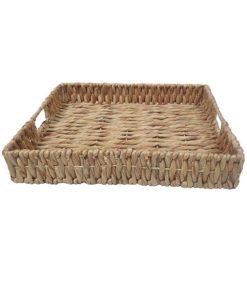 20 x 16 Natural Water Hyacinth Woven Tray by Place   Time