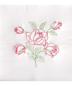 Jack Dempsey Needle Art 18 Long Stem Rose Stamped Quilt Blocks 6pk